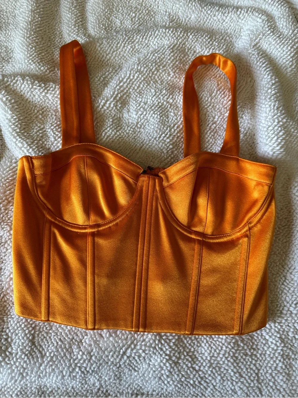 Alice + Olivia Orange Satin Corset Crop Top - Picture 1 of 5